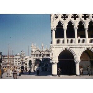 Kodak Slide 1950s Red Border Kodachrome People At Venice Basilica di San Marco